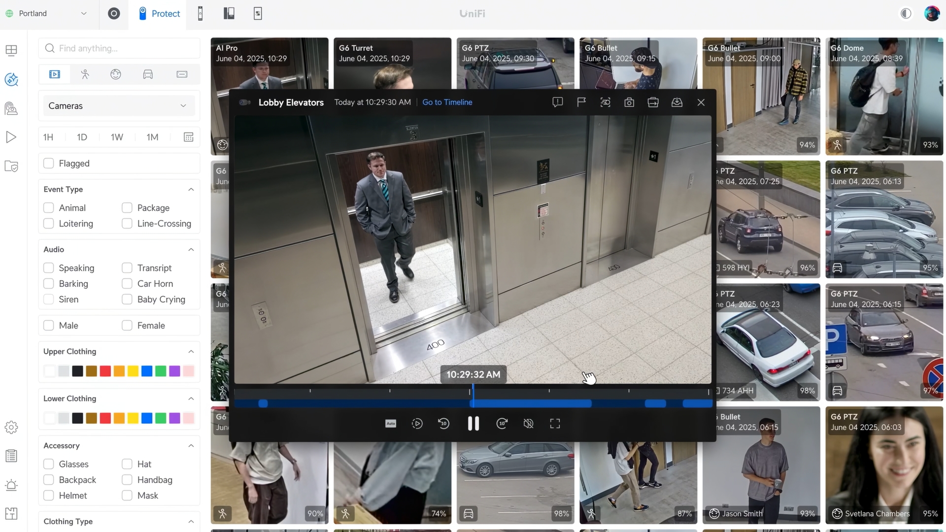UniFi Protect — wyszukiwanie nagrań w zakładce Find Anything